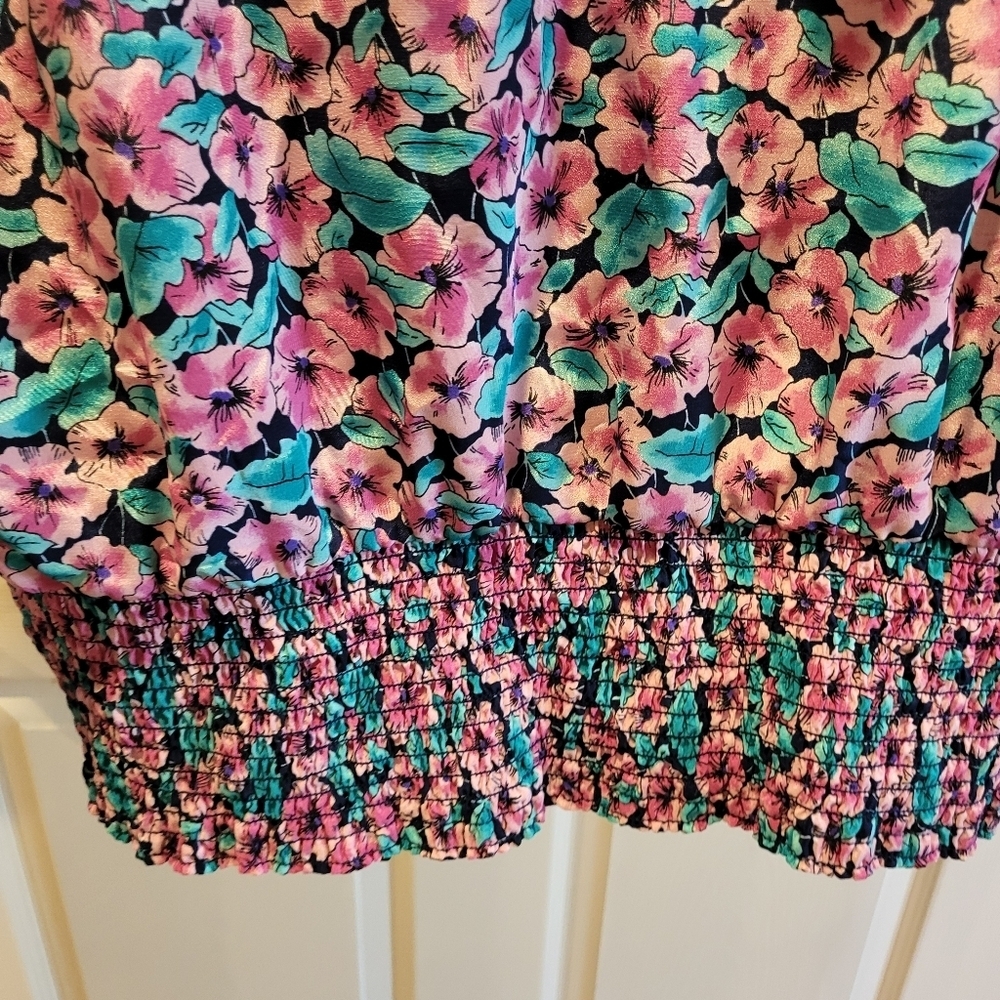 Vintage Evanna Colorful Floral Long Sleeve Blouse Made In USA Size 12 - Picture 4 of 9